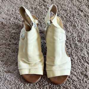 Miz Mooz Cream Peep-Toe Sandals